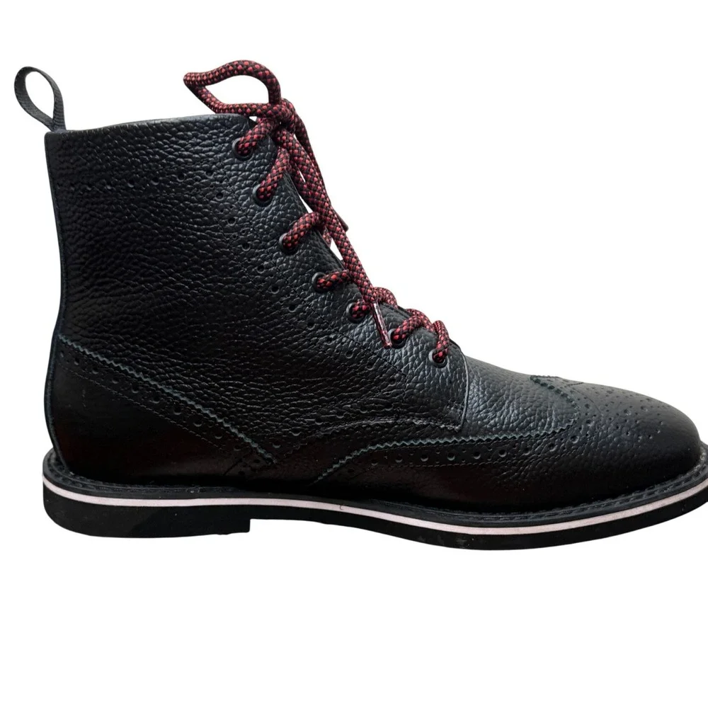 G/FORE Mens Gallivanter Onyx Pebble Leather Wingtip Golf Boots G4MA23EF05 10.5